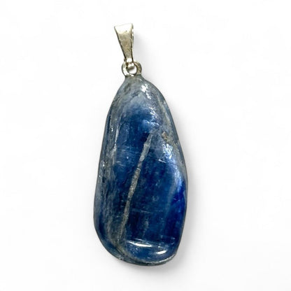 Pendentif cyanite bleue Inde A pierre roulée boucle argent 925 - La Boite à Cailloux