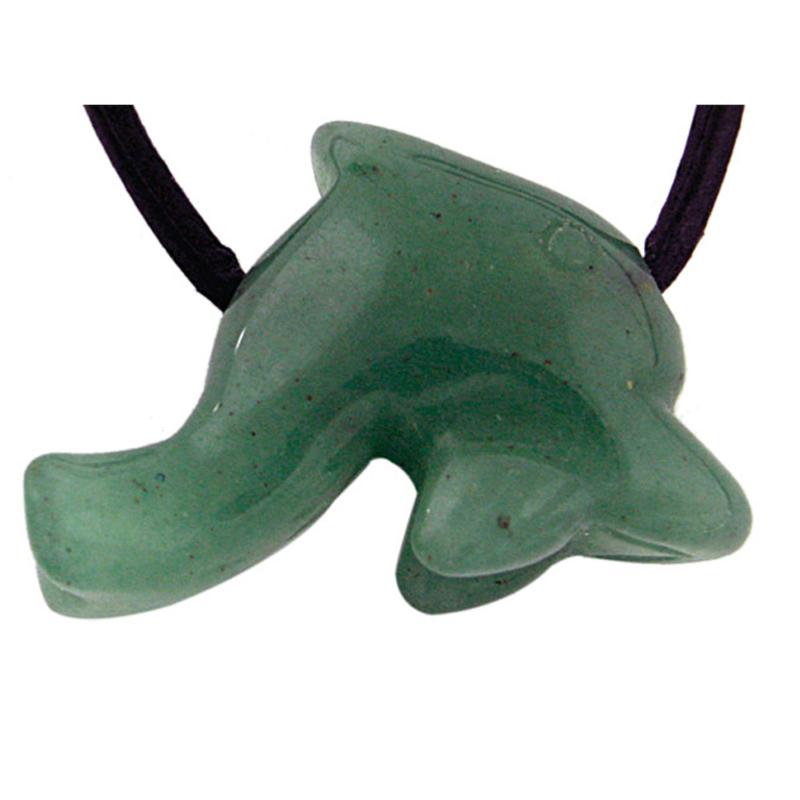 Pendentif dauphin 25mm aventurine verte Brésil A - La Boite à Cailloux