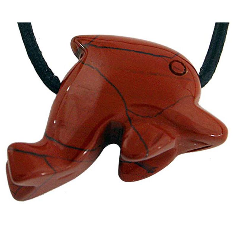 Pendentif dauphin 25mm jaspe rouge Afrique du Sud A - La Boite à Cailloux