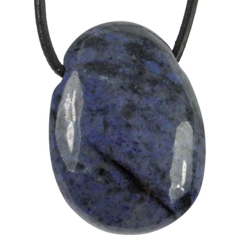Pendentif dumortiérite Brésil A (pierre trouée) + cordon - La Boite à Cailloux