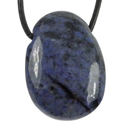 Pendentif dumortiérite Brésil A (pierre trouée) + cordon - La Boite à Cailloux
