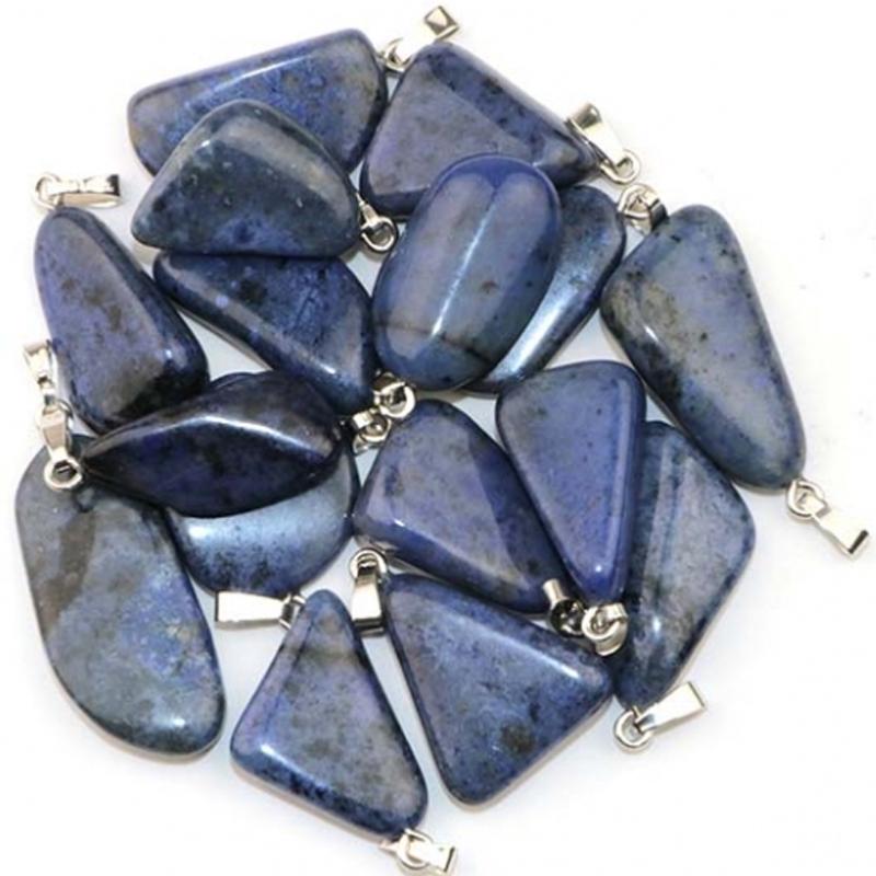 Pendentif dumortiérite Namibie A pierre roulée boucle argent 925 - La Boite à Cailloux