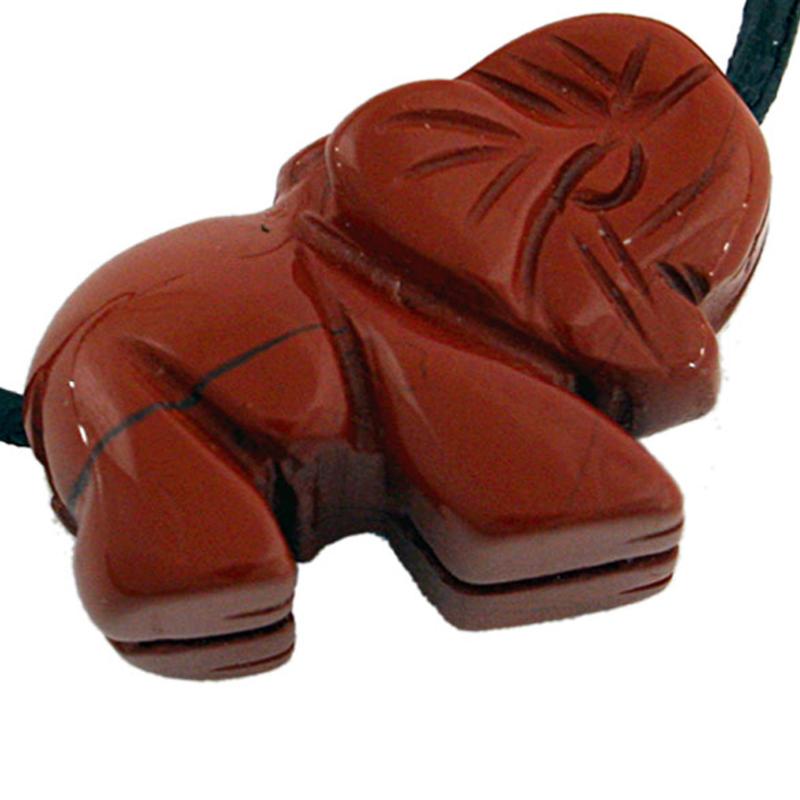 Pendentif éléphant 25mm jaspe rouge Afrique du Sud A - La Boite à Cailloux