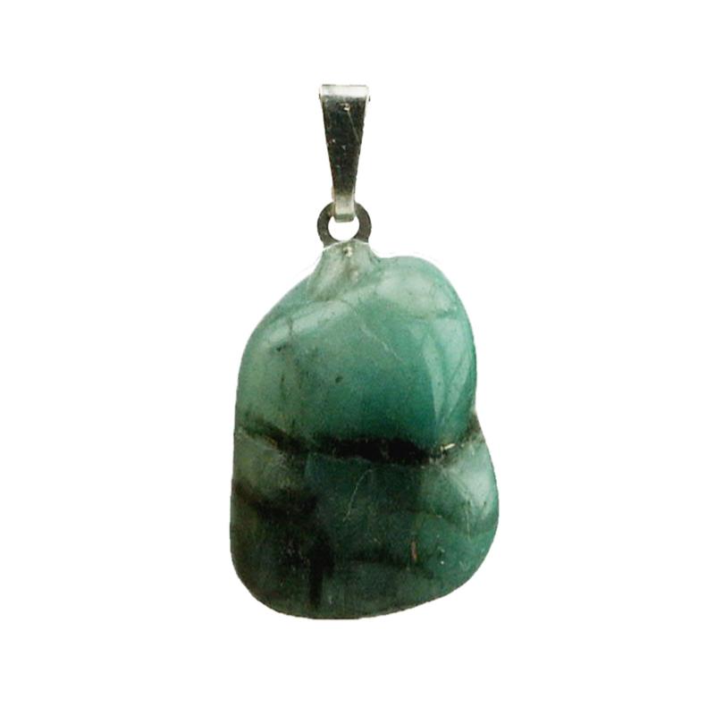 Pendentif émeraude Brésil A pierre roulée boucle argent 925 - La Boite à Cailloux