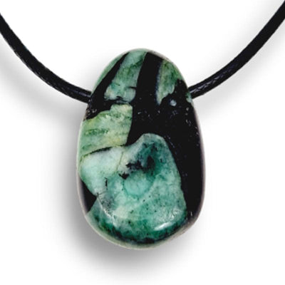 Brazil AB emerald pendant (holed stone) + cord