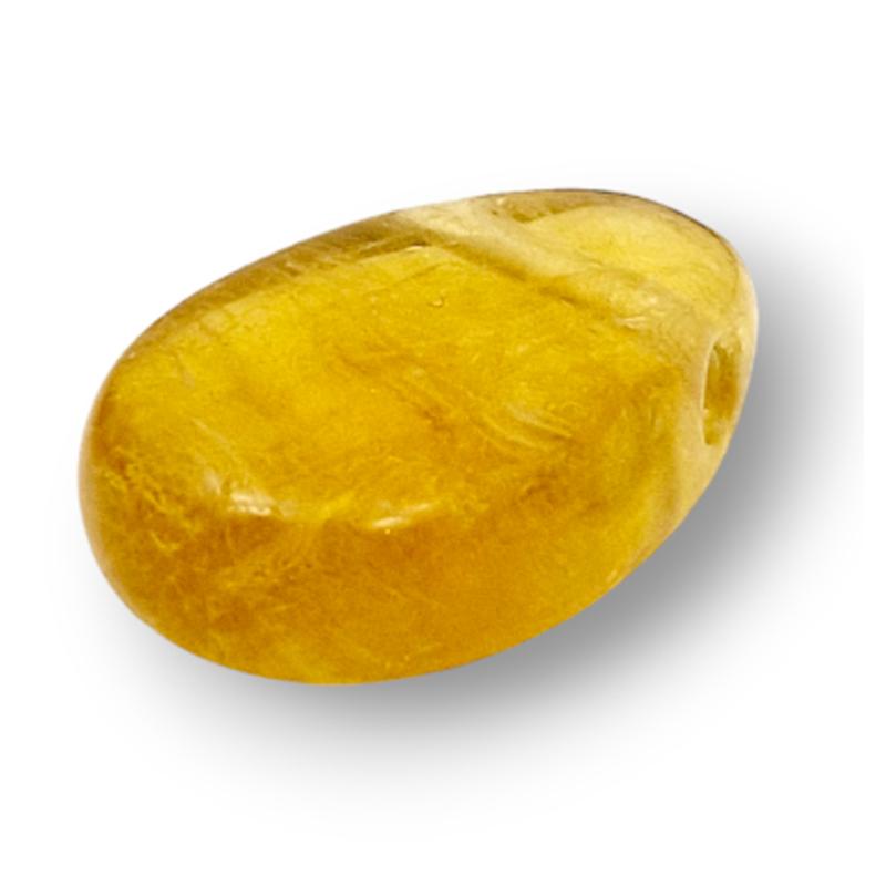 Pendentif fluorine jaune Chine A (pierre trouée) + cordon - La Boite à Cailloux