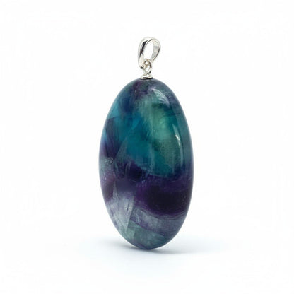 Pendentif fluorine multicolore Chine A boucle argent 925 - La Boite à Cailloux