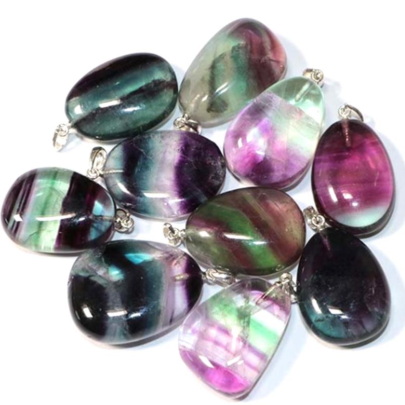 Pendentif fluorine multicolore Chine A boucle argent 925 - La Boite à Cailloux