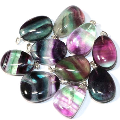 Pendentif fluorine multicolore Chine A boucle argent 925 - La Boite à Cailloux