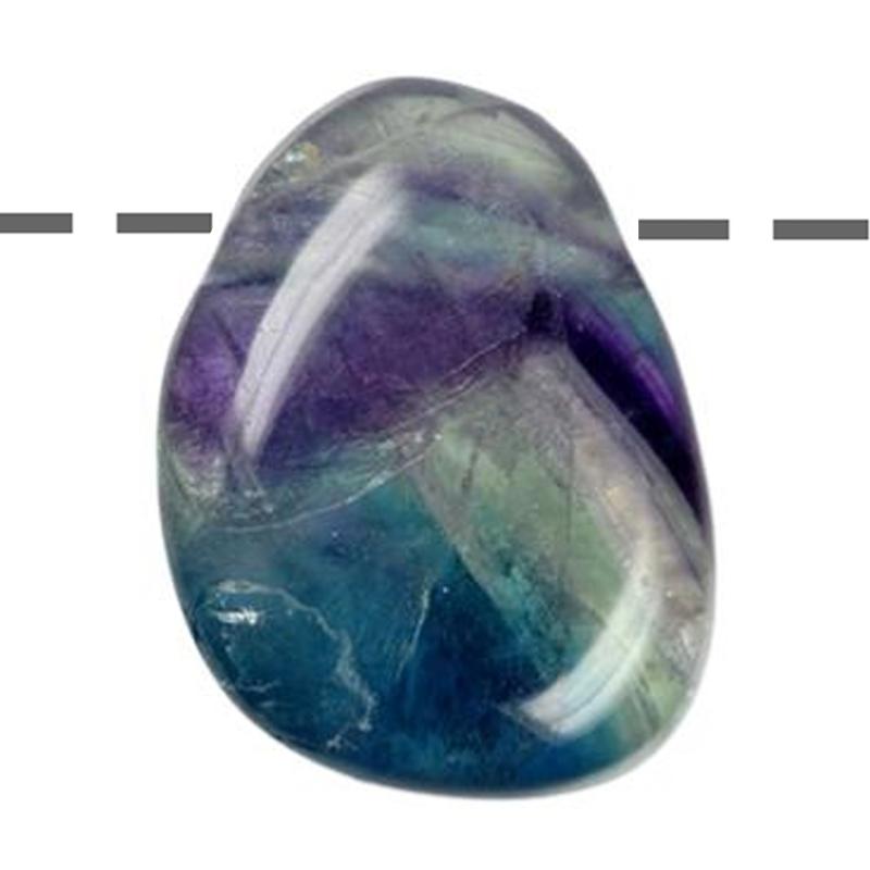 Pendentif fluorine multicolore Chine A (pierre trouée) + cordon - La Boite à Cailloux