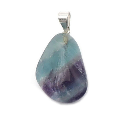 Pendentif fluorine multicolore Chine AB (pierre roulée) - La Boite à Cailloux