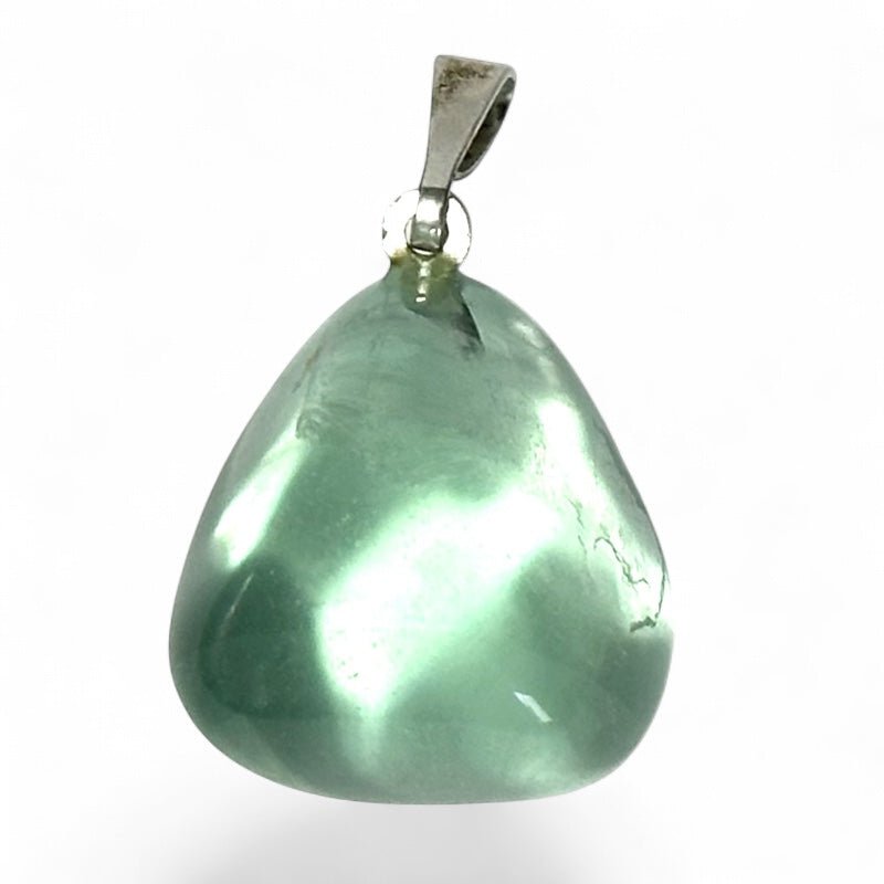 Pendentif fluorine verte Chine A boucle argent 925 - La Boite à Cailloux
