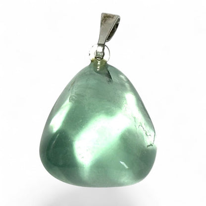 Pendentif fluorine verte Chine A boucle argent 925 - La Boite à Cailloux