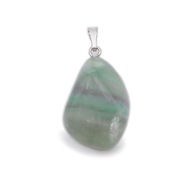 Pendentif fluorine verte Chine A (pierre roulée) - La Boite à Cailloux