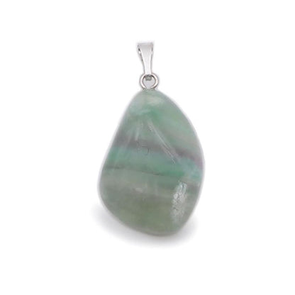 Pendentif fluorine verte Chine A (pierre roulée) - La Boite à Cailloux