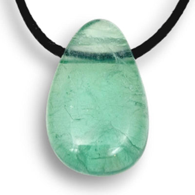 Pendentif fluorine verte Chine A (pierre trouée) + cordon