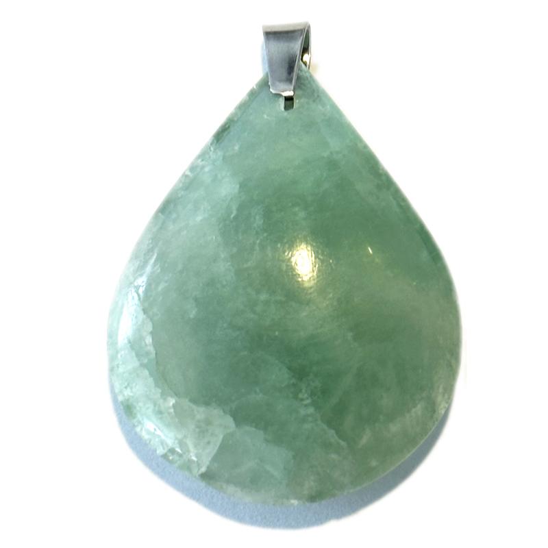 Pendentif fluorine verte Madagascar AA goutte 35 - 45mm - La Boite à Cailloux