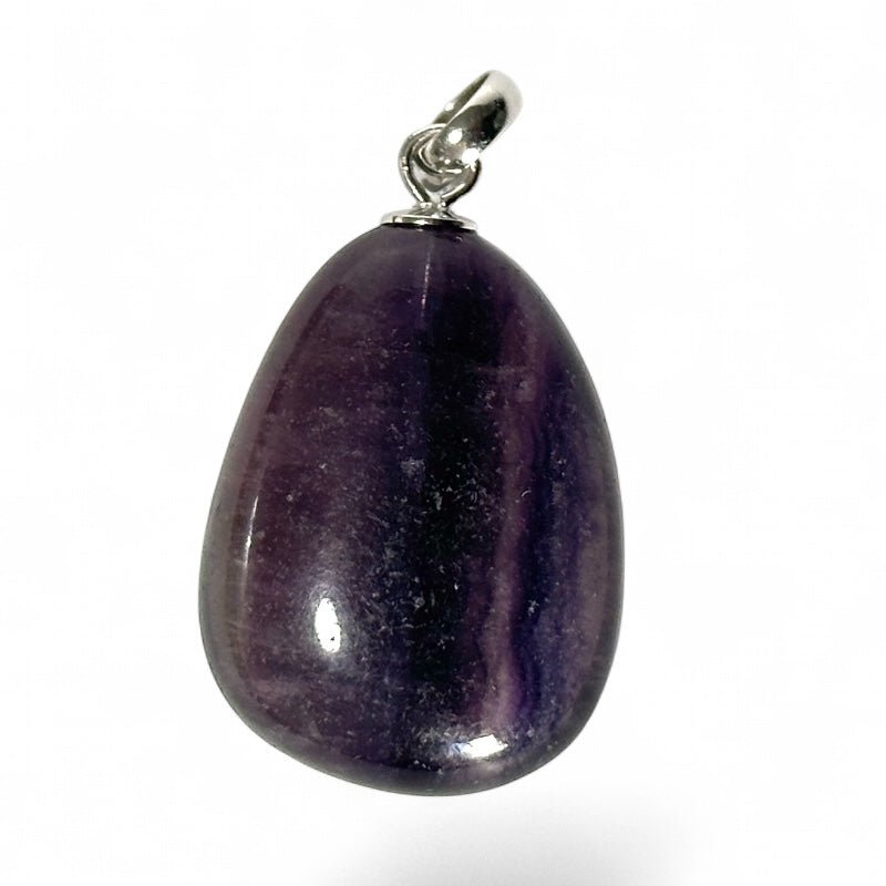 Pendentif fluorine violette Chine A boucle argent 925 - La Boite à Cailloux
