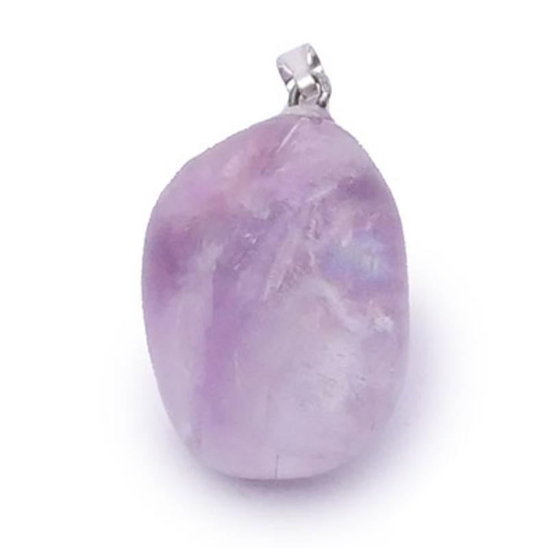 Pendentif fluorine violette Chine A+ (pierre roulée) - La Boite à Cailloux