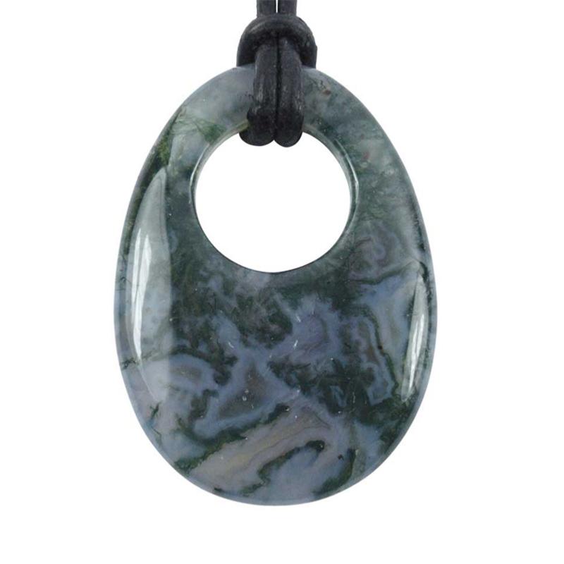 Pendentif "GoGo" agate mousse Brésil A - La Boite à Cailloux