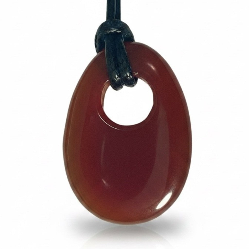 Pendentif gogo cornaline 35 mm sur cordon noir