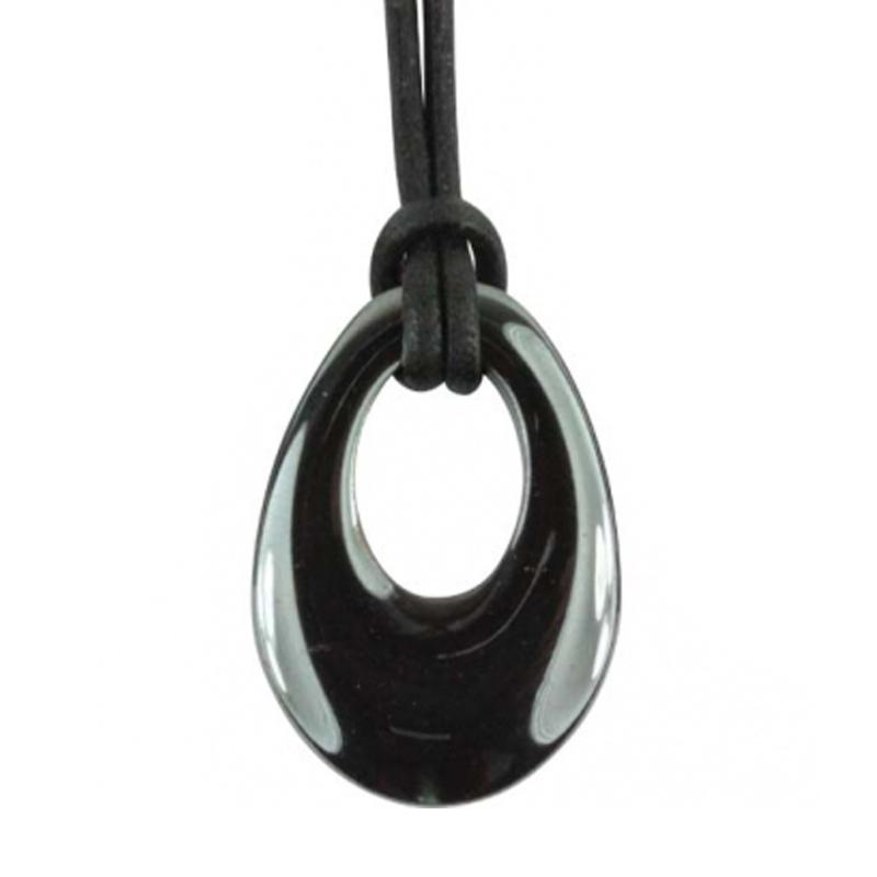 Pendentif "GoGo" hématite + cordon - La Boite à Cailloux