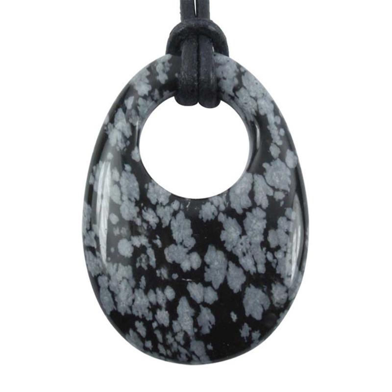 Pendentif "GoGo" obsidienne neige Mexique A - La Boite à Cailloux