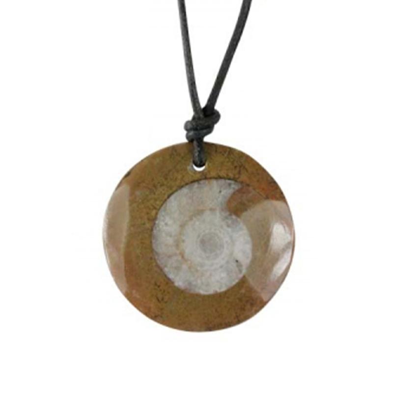Pendentif goniatite + cordon - La Boite à Cailloux