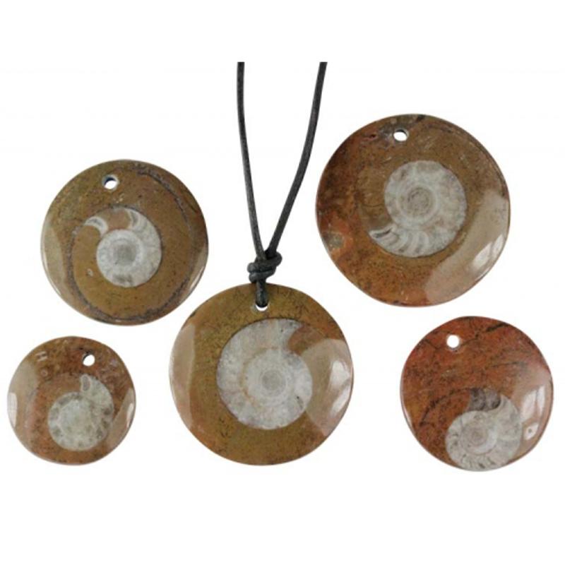 Pendentif goniatite + cordon - La Boite à Cailloux