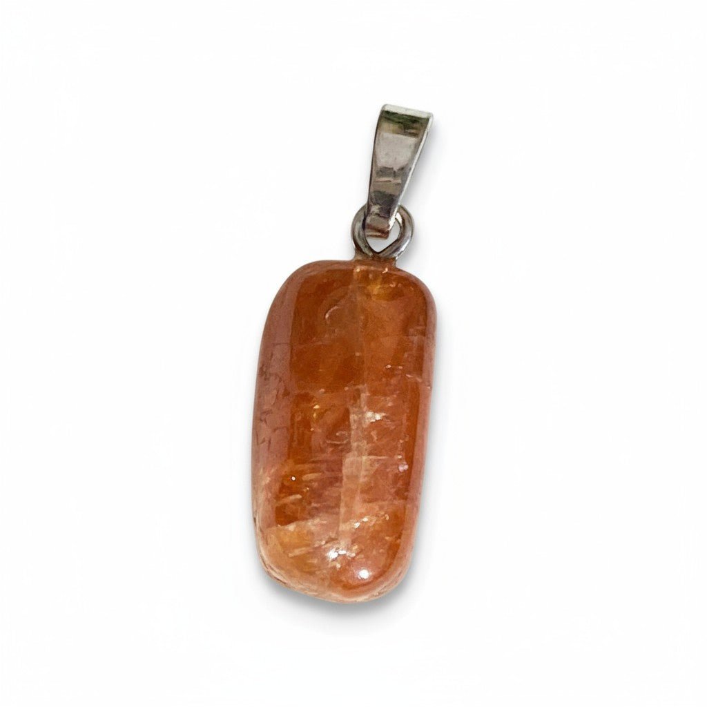 Pendentif grenat brun hessonite Etats - Unis A pierre roulée boucle argent 925 - La Boite à Cailloux