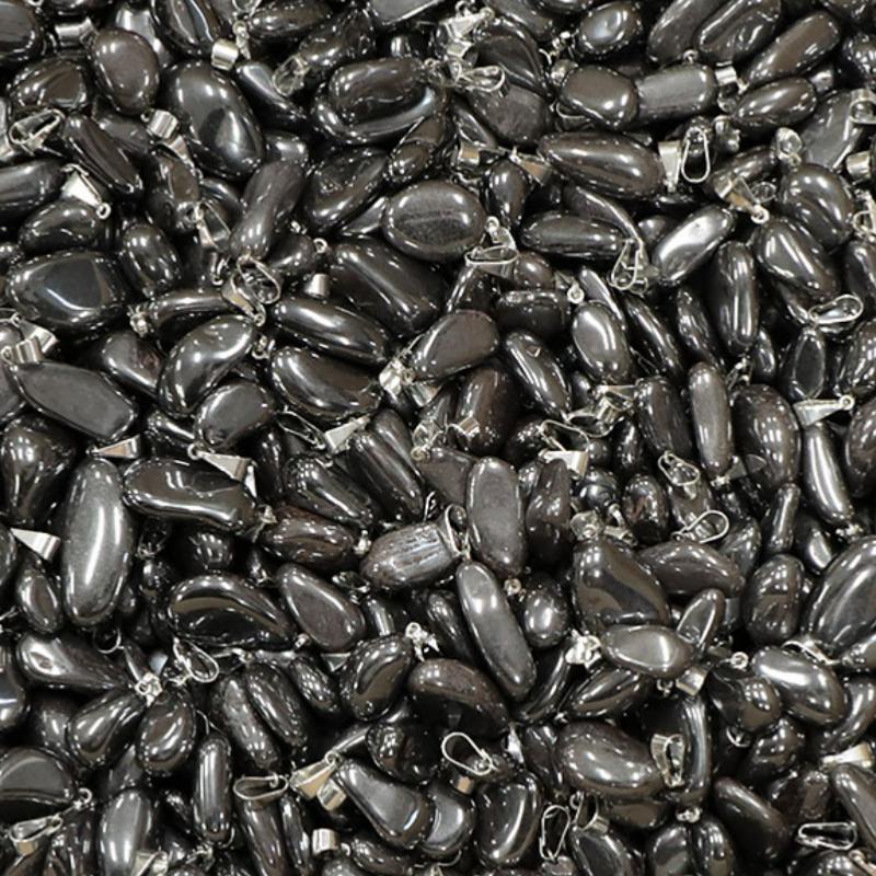 Pendentif hématite Chine A (pierre roulée) - La Boite à Cailloux
