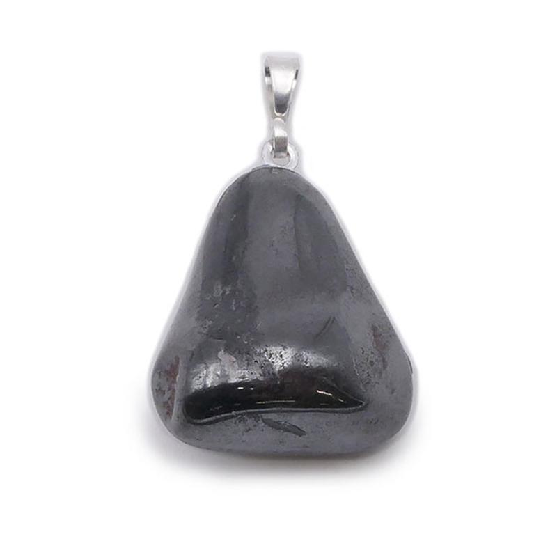 Pendentif hématite Chine A (pierre roulée) - La Boite à Cailloux