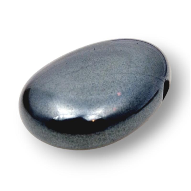 Pendentif Hématite Chine A (pierre trouée) + cordon - La Boite à Cailloux