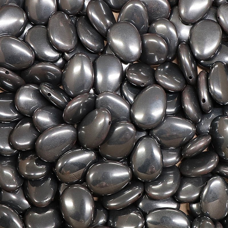Pendentif Hématite Chine A (pierre trouée) + cordon - La Boite à Cailloux