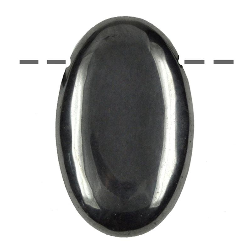 Pendentif Hématite ovale Chine A (pierre trouée) + cordon - La Boite à Cailloux