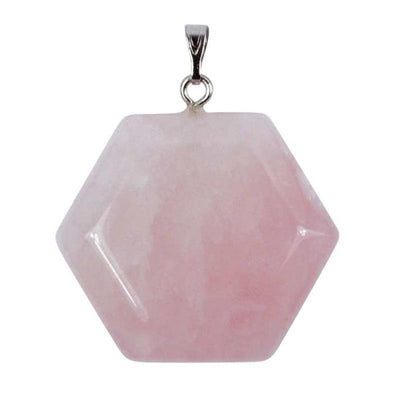 Pendentif hexagone quartz rose Brésil A