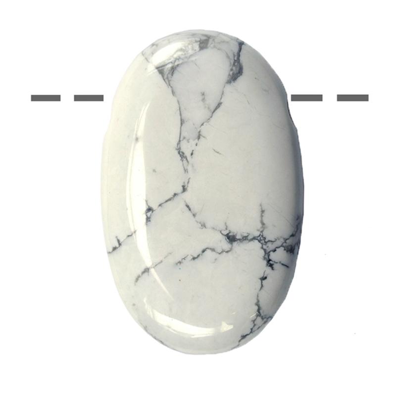 Pendentif howlite ovale Zimbabwe A (pierre trouée) + cordon - La Boite à Cailloux