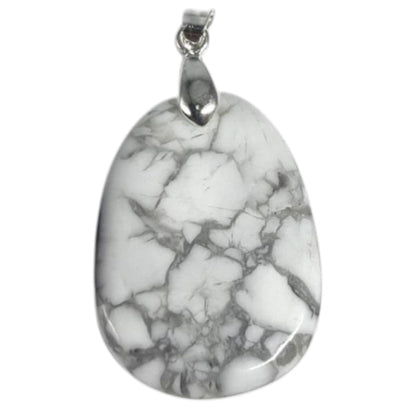 Pendentif howlite Zimbabwe A (pierre plate) - La Boite à Cailloux