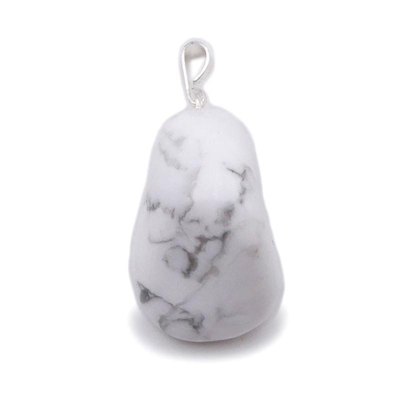 Pendentif howlite Zimbabwe A (pierre roulée) - La Boite à Cailloux