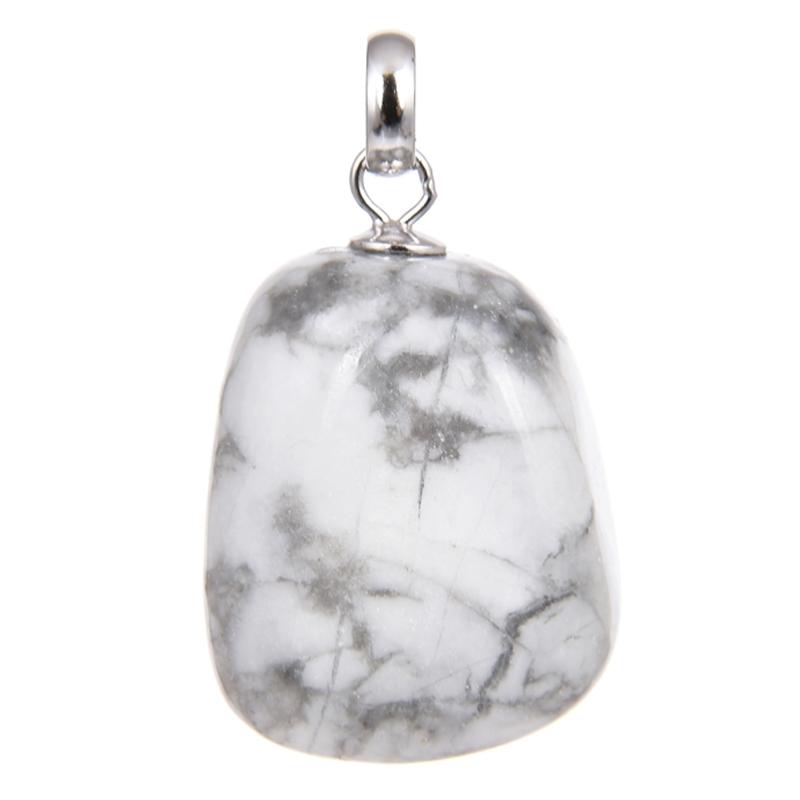 Pendentif howlite Zimbabwe A pierre roulée boucle argent 925 - La Boite à Cailloux