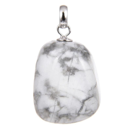 Pendentif howlite Zimbabwe A pierre roulée boucle argent 925 - La Boite à Cailloux