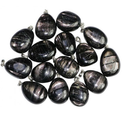 Pendentif hypersthène Canada A pierre roulée boucle argent 925 - La Boite à Cailloux