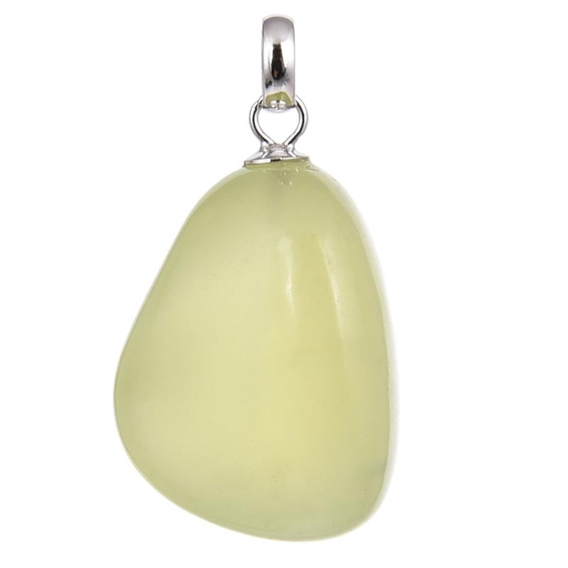 Pendentif jade de Chine A pierre roulée boucle argent 925 - La Boite à Cailloux
