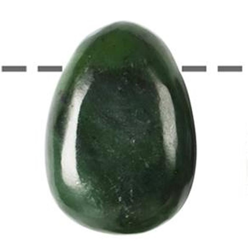 Pendentif jade néphrite Canada A (pierre trouée) + cordon - La Boite à Cailloux
