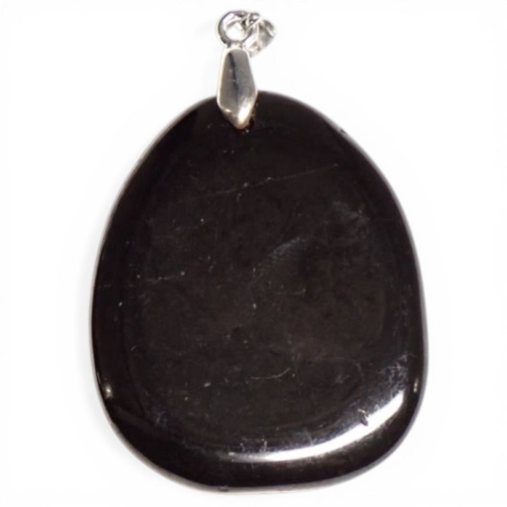 Pendentif jais Mongolie A (pierre plate) - La Boite à Cailloux