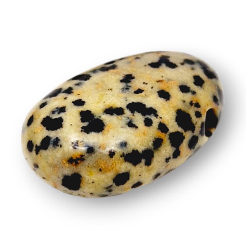 Pendentif jaspe dalmatien Mexique A (pierre trouée) + cordon - La Boite à Cailloux