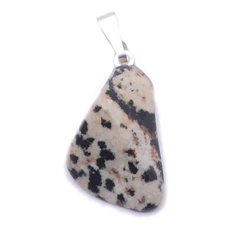 Pendentif jaspe dalmatien Mexique AB (pierre roulée) - La Boite à Cailloux