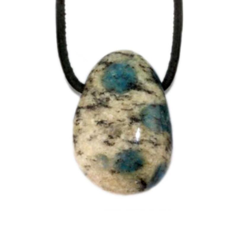 Pendentif jaspe K2 Himalaya A (pierre trouée) + codon - La Boite à Cailloux