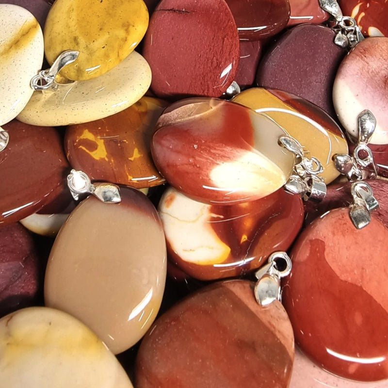 Pendentif jaspe mokaite Australie A (pierre plate) - La Boite à Cailloux