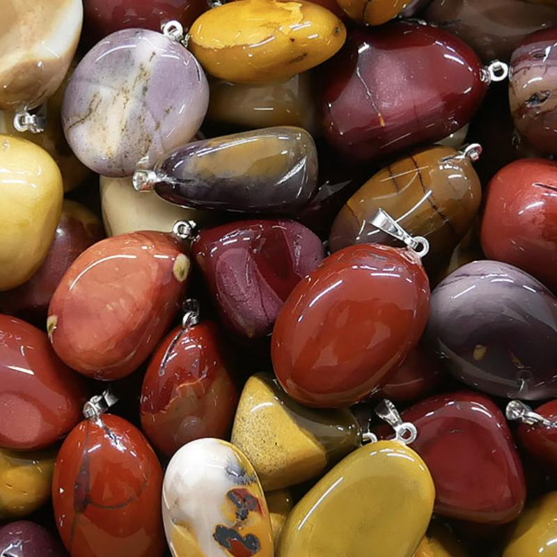 Pendentif jaspe mokaite Australie A (pierre roulée) - La Boite à Cailloux